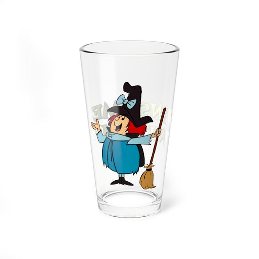 Winsome Witch Pint Glass, 16oz - Popular Hanna-Barbera Cartoon 1960s TV - Winnie - Fairy Godmother Drop-Out - Ippity-Pippity-Pow