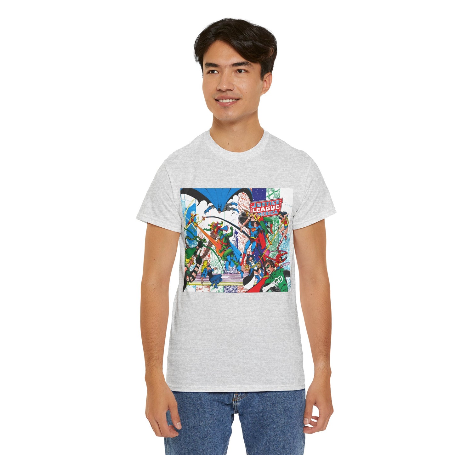Justice League of America #200 T-Shirt - George Perez Art - Superman, Batman, Zatanna, Wonder Woman, Elongated Man, Martian Manhunter, Black Canary, Atom, Firestorm - DC Comics