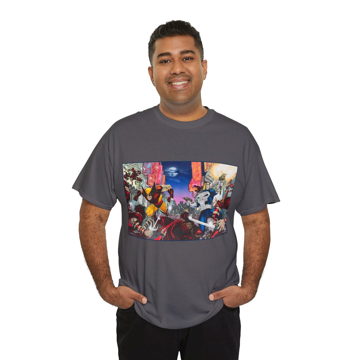 Wolverine & Punisher T-Shirt - Jim Lee Art - Vs The Hand - Marvel Comics
