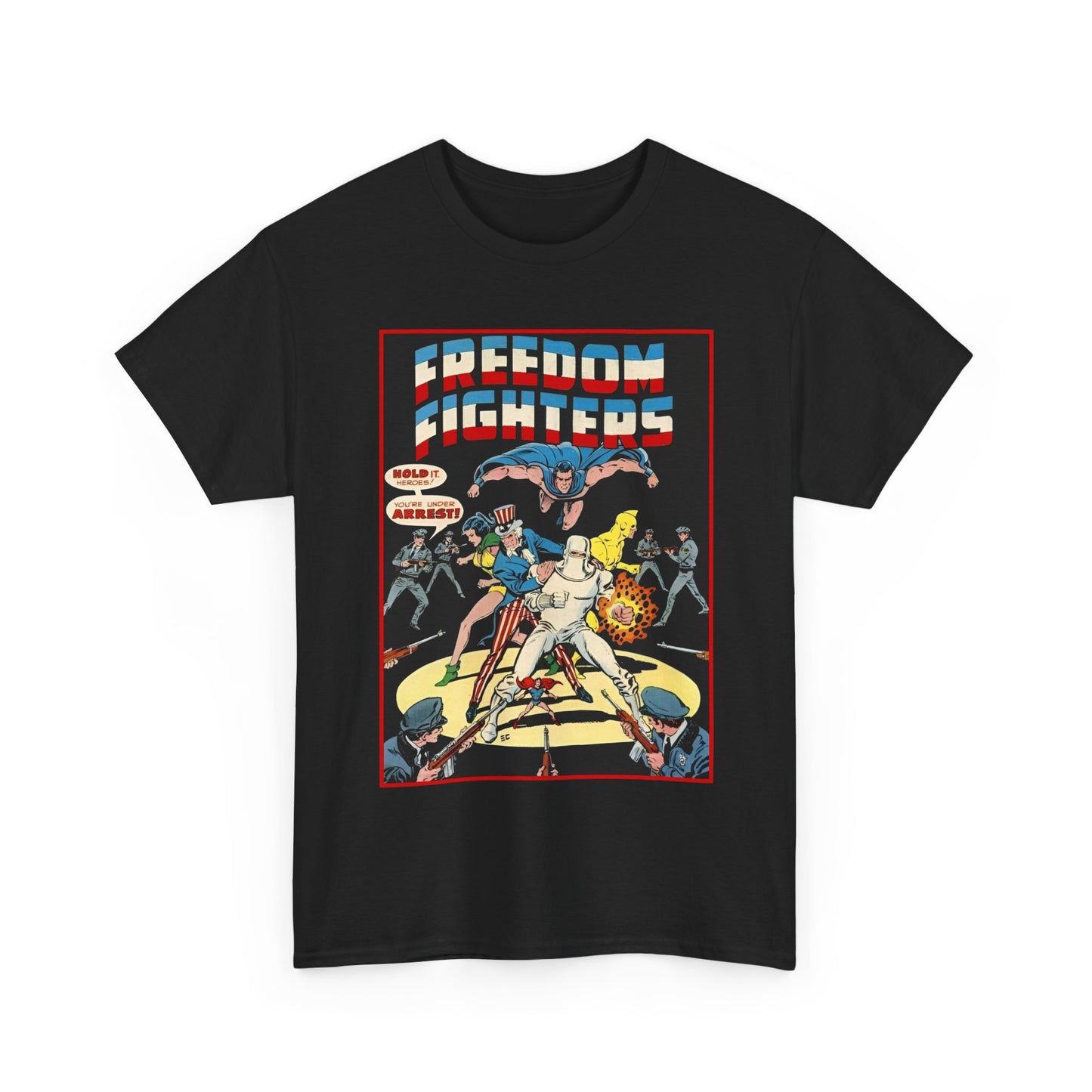 Freedom Fighters T-Shirt - 70s Series - Uncle Sam, The Ray, Phantom Lady, Doll Man, Black Condor, Human Bomb - DC Comics