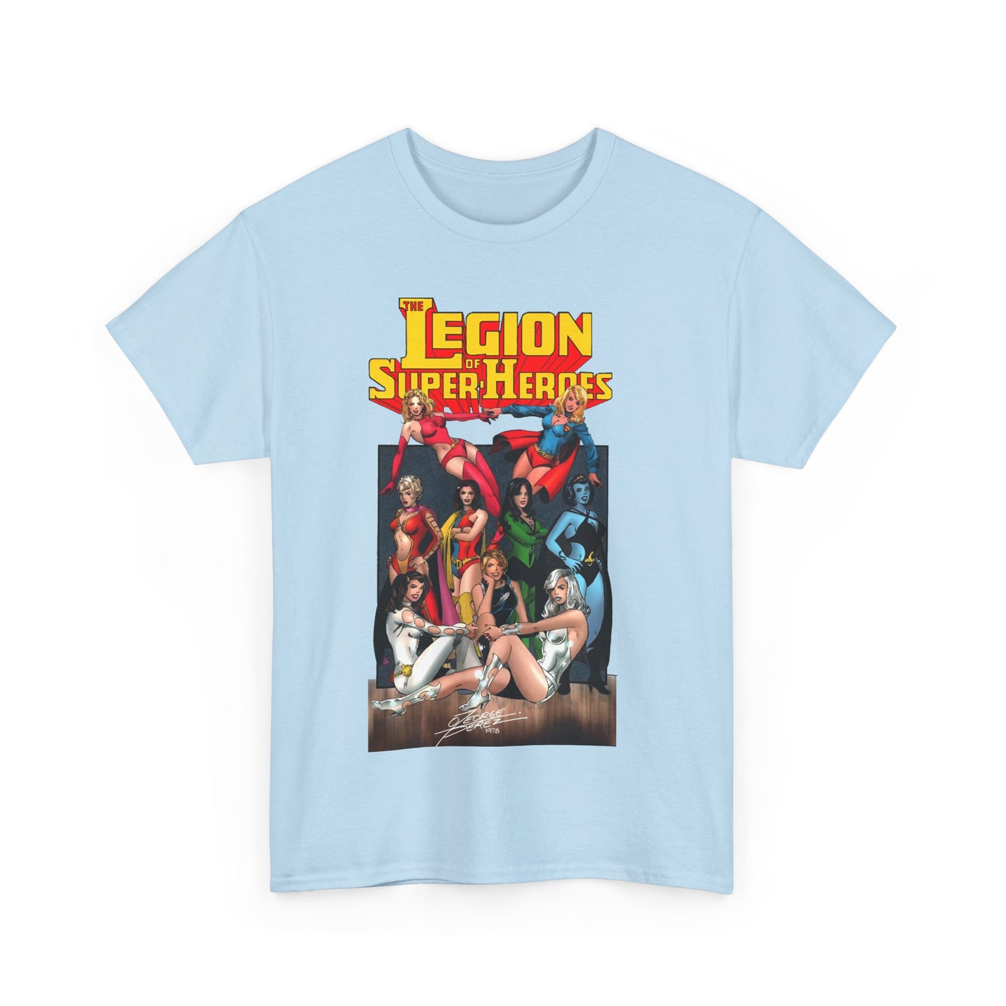 Legion of Super-Heroes T-Shirt - George Perez Art - Saturn Girl, Supergirl, Dream Girl, Shadow Lass, Phantom Girl - The Super Woman of LOSH - DC Comics