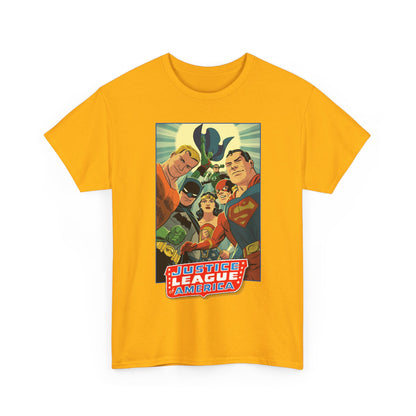 Justice League of America T-Shirt - Michael Cho Art - Superman, Flash, Wonder Woman, Green Lantern, Batman, Martian Manhunter - Silver Age Team - DC Comics