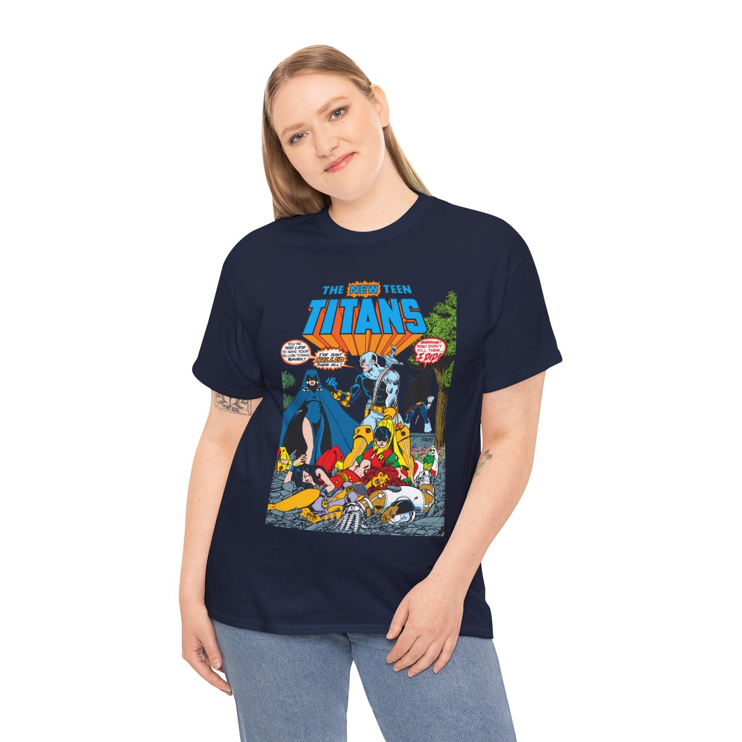 New Teen Titans T-Shirt - George Perez Art - #2 Cover Art - Deathstroke & Ravager - DC Comics