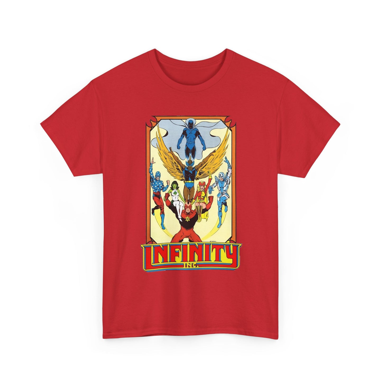 Infinity Inc Shirt - Todd McFarlane Art - Jade, Obsidian, Fury, Northwind, Nuklon, Silver Scarab, Star-Spangled Kid - JSA Successors - DC Comics
