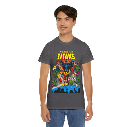 New Teen Titans T-Shirt - George Perez Art - Robin, Wonder Girl, Kid Flash, Changeling, Starfire, Cyborg, Raven - DC Comics - Classic 1980s Series