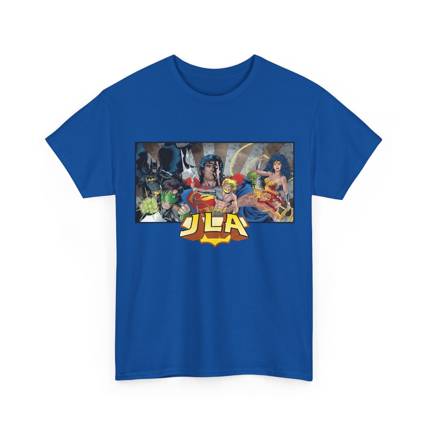 Justice League T-Shirt - Kevin Maguire Art - Superman, Wonder Woman, Batman, Flash, Aquaman, Martian Manhunter, Green Lantern - 90s Lineup - DC Comics