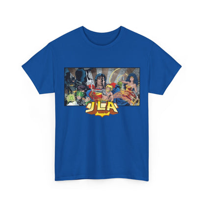 Justice League T-Shirt - Kevin Maguire Art - Superman, Wonder Woman, Batman, Flash, Aquaman, Martian Manhunter, Green Lantern - 90s Lineup - DC Comics