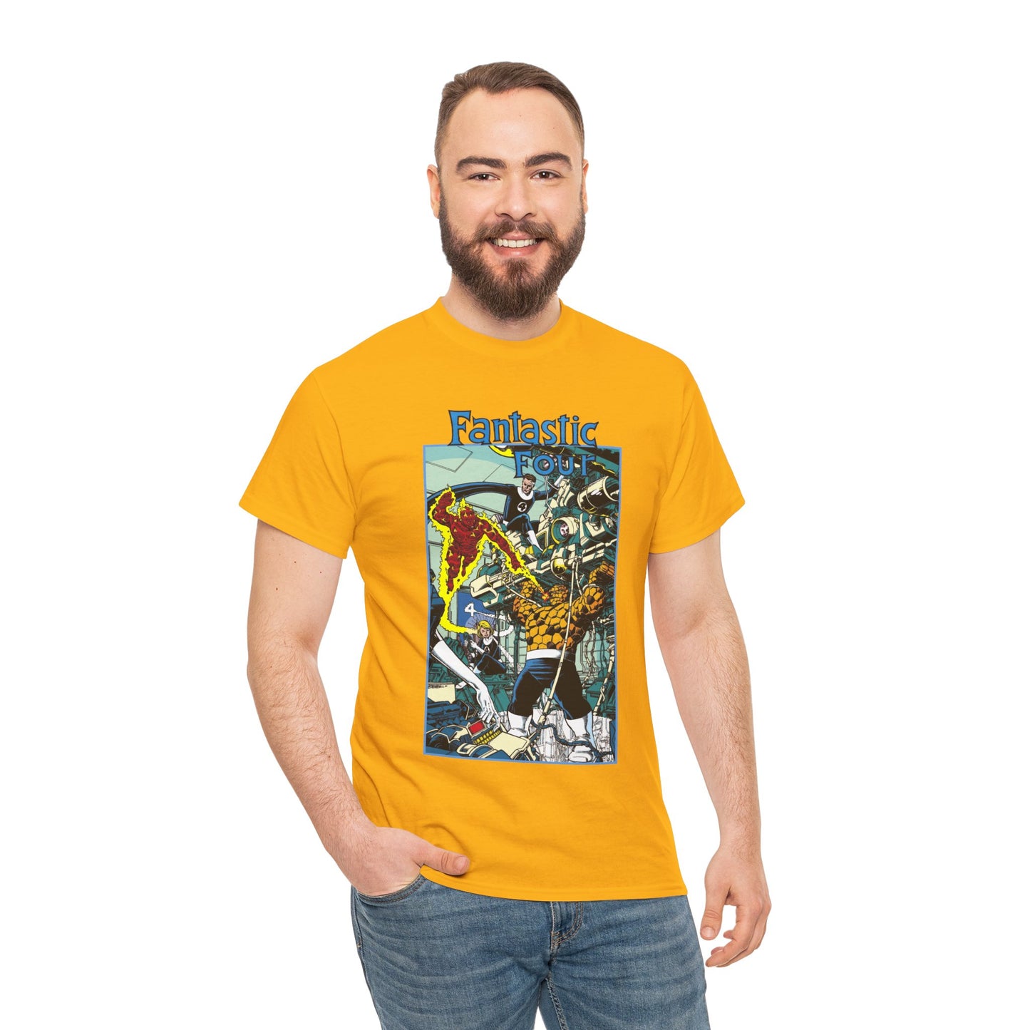 Fantastic Four T-Shirt - George Perez Art - Reed Richards, Invisible Woman, Human Torch, The Thing - Marvel Comics
