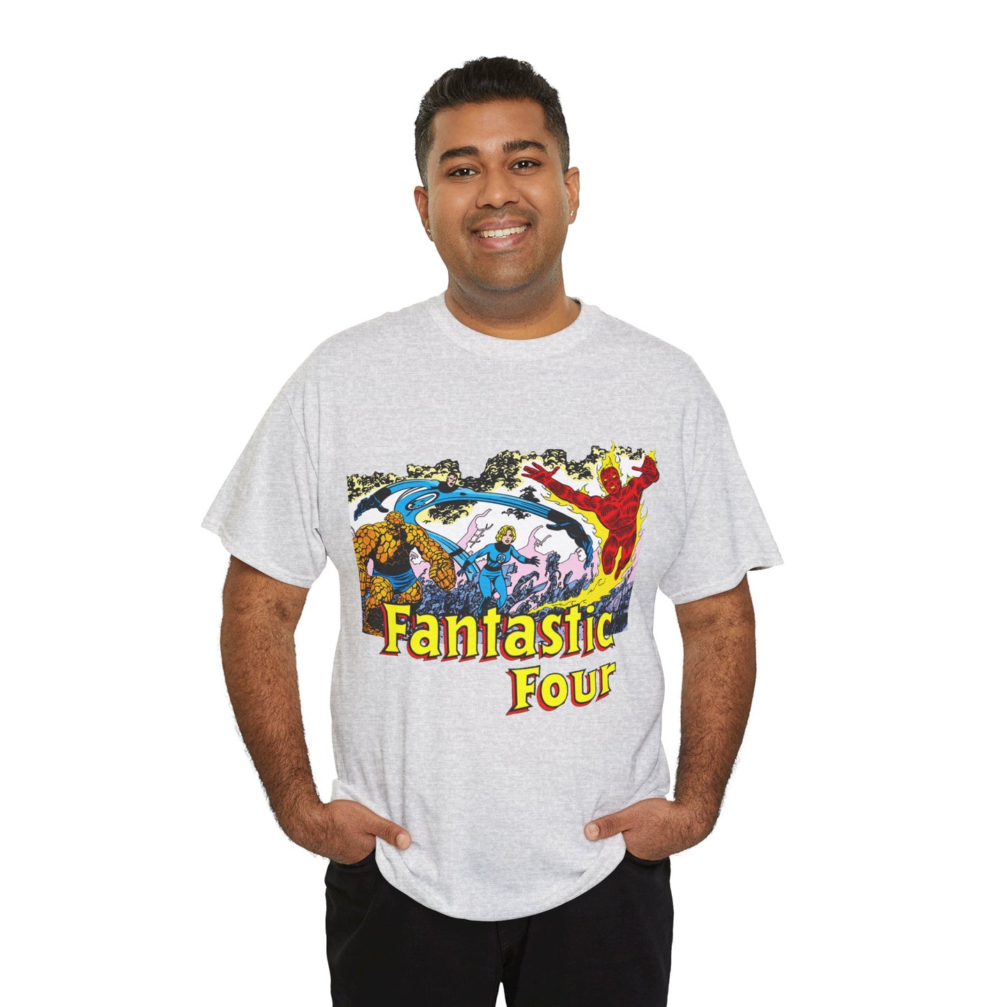 Fantastic Four T-Shirt - John Byrne Art - Reed Richards, Invisible Woman, Human Torch, The Thing - Marvel Comics