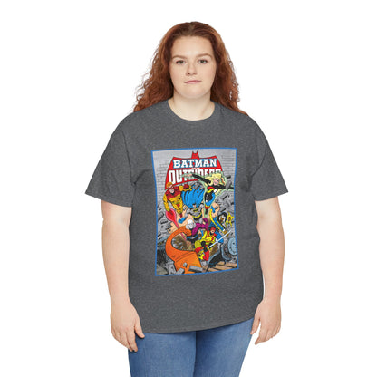 Batman & the Outsiders T-Shirt - Jim Aparo Art - Katana, Geo-Force, Black Lightning, Metamorpho, Halo - DC Comics - 1980s JLA Spin-Off Series
