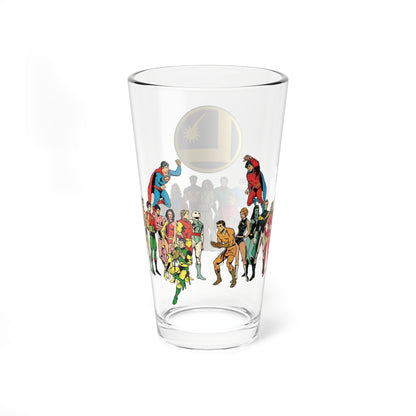 Legion of Super-Heroes Pint Glass, 16oz - Mike Grell DC Comics Art - Superboy, Saturn Girl, Cosmic Boy, Lightning Lad, Wildfire, Timber Wolf, Bouncing Boy, Supergirl