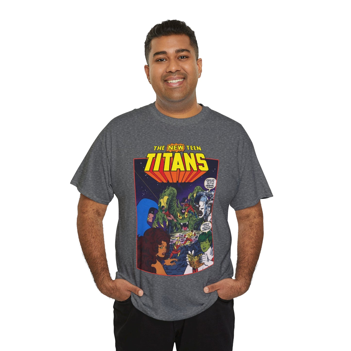 New Teen Titans T-Shirt - George Perez Art - 1980s DC Digest Artwork - Raven, Cyborg, Changeling, Starfire - DC Comics