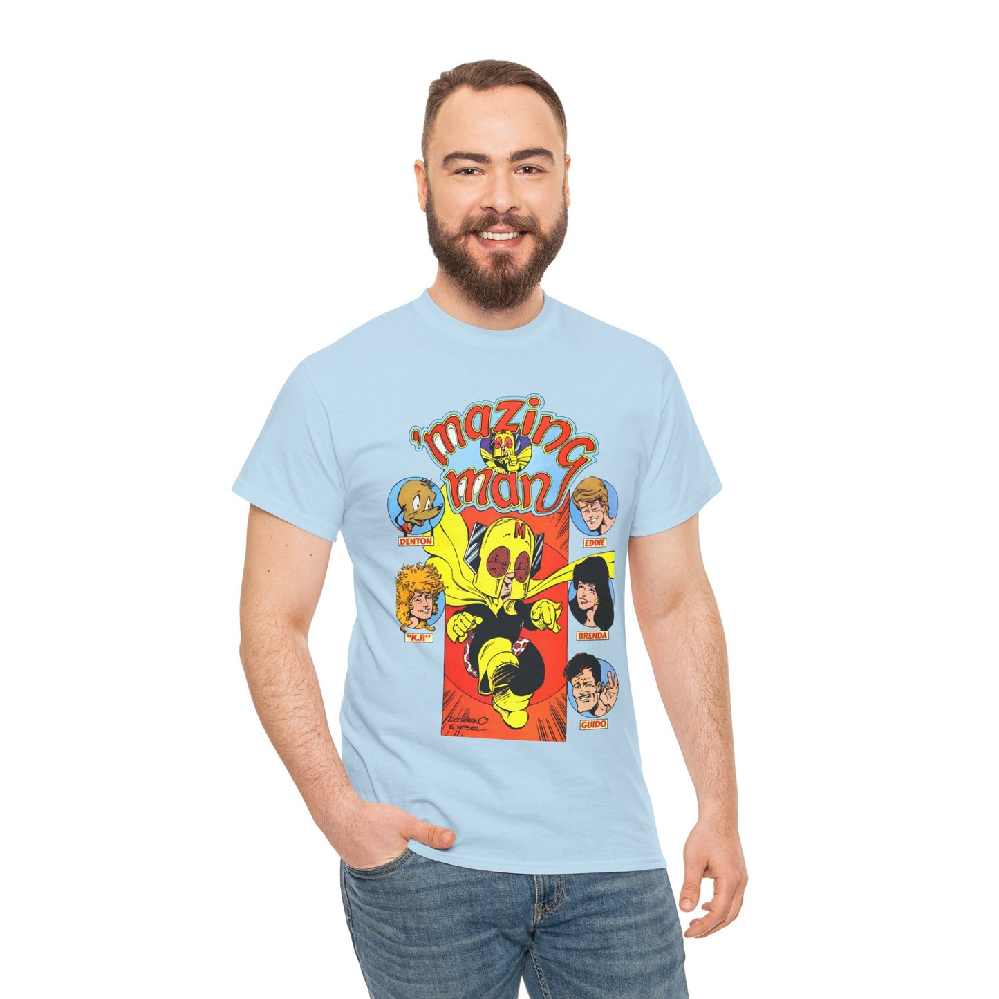 'Mazing Man T-Shirt - DeStefano & Kesel Art - Funny 1980s Comic Series - DC Comics