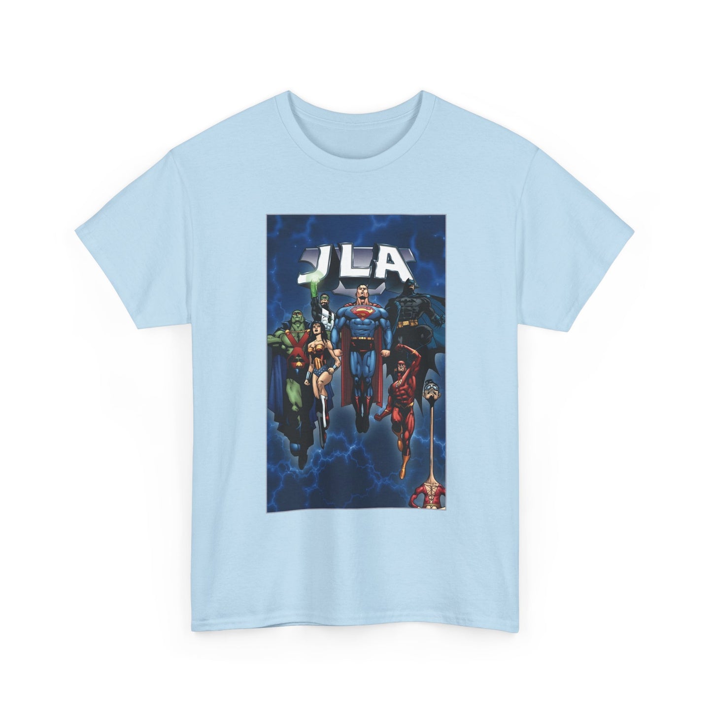 JLA T-Shirt - Doug Mahnke Art - Superman, Batman, Wonder Woman, Aquaman, Green Lantern, Flash, Martian Manhunter - DC Comics