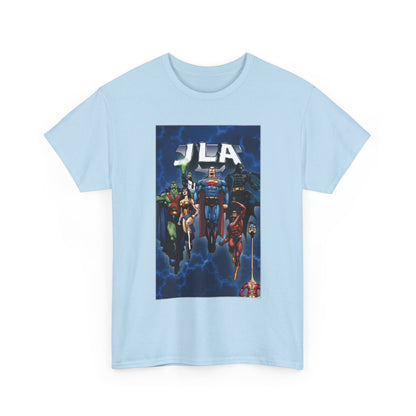 JLA T-Shirt - Doug Mahnke Art - Superman, Batman, Wonder Woman, Aquaman, Green Lantern, Flash, Martian Manhunter - DC Comics