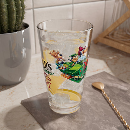 Yogi Bear's All-Star Comedy Christmas Caper Pint Glass, 16oz - Quick Draw McGraw, Huckleberry Hound, Boo Boo - Festive Holiday Barware