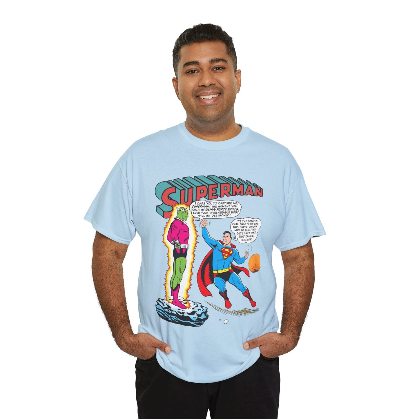 Superman T-Shirt - Curt Swan Art - Vs Brainiac- Silver Age 1st Appearance - DC Comics