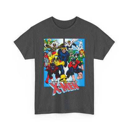 Uncanny X-Men T-Shirt - Classic Dave Cockrum Art - Popular Marvel Comics Series - Wolverine, Storm, Cyclops, Nightcrawler, Jean Grey, Iceman, Banshee, Beast