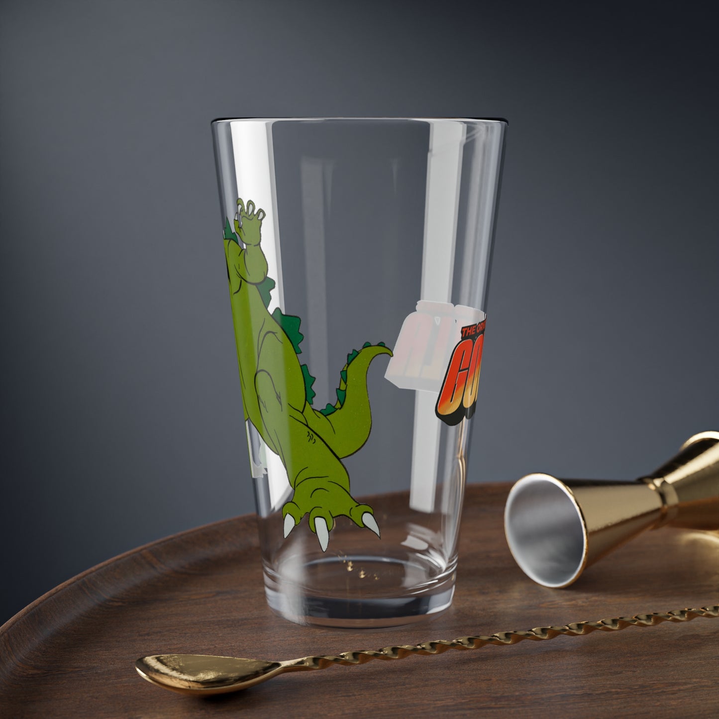 Godzilla & Godzooky Pint Glass, 16oz - Popular 1970s Hanna-Barbera Cartoon - Toho - King of the Monsters
