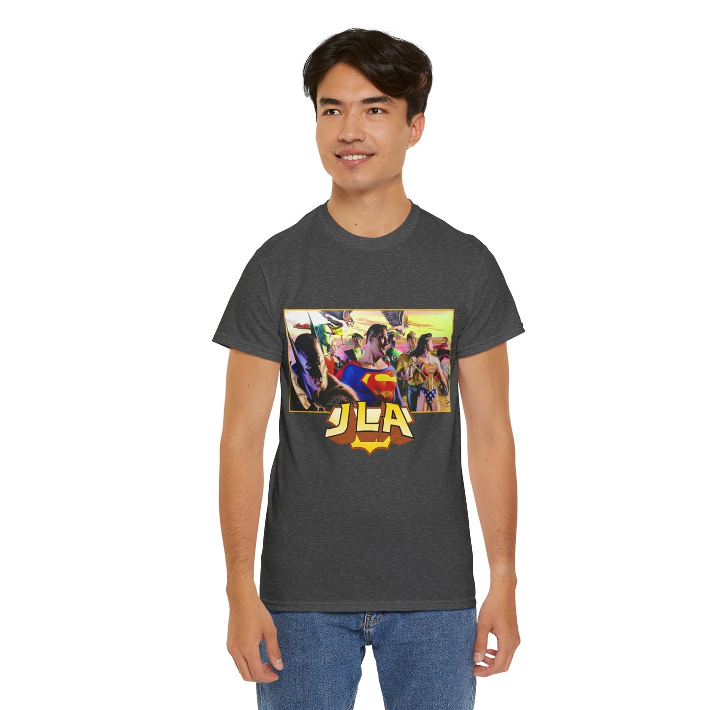 JLA T-Shirt - Alex Ross Art - Superman, Batman, Wonder Woman, Hawkman, Green Lantern, Black Canary, Flash, Martian Manhunter, Green Arrow - Justice League - DC Comics