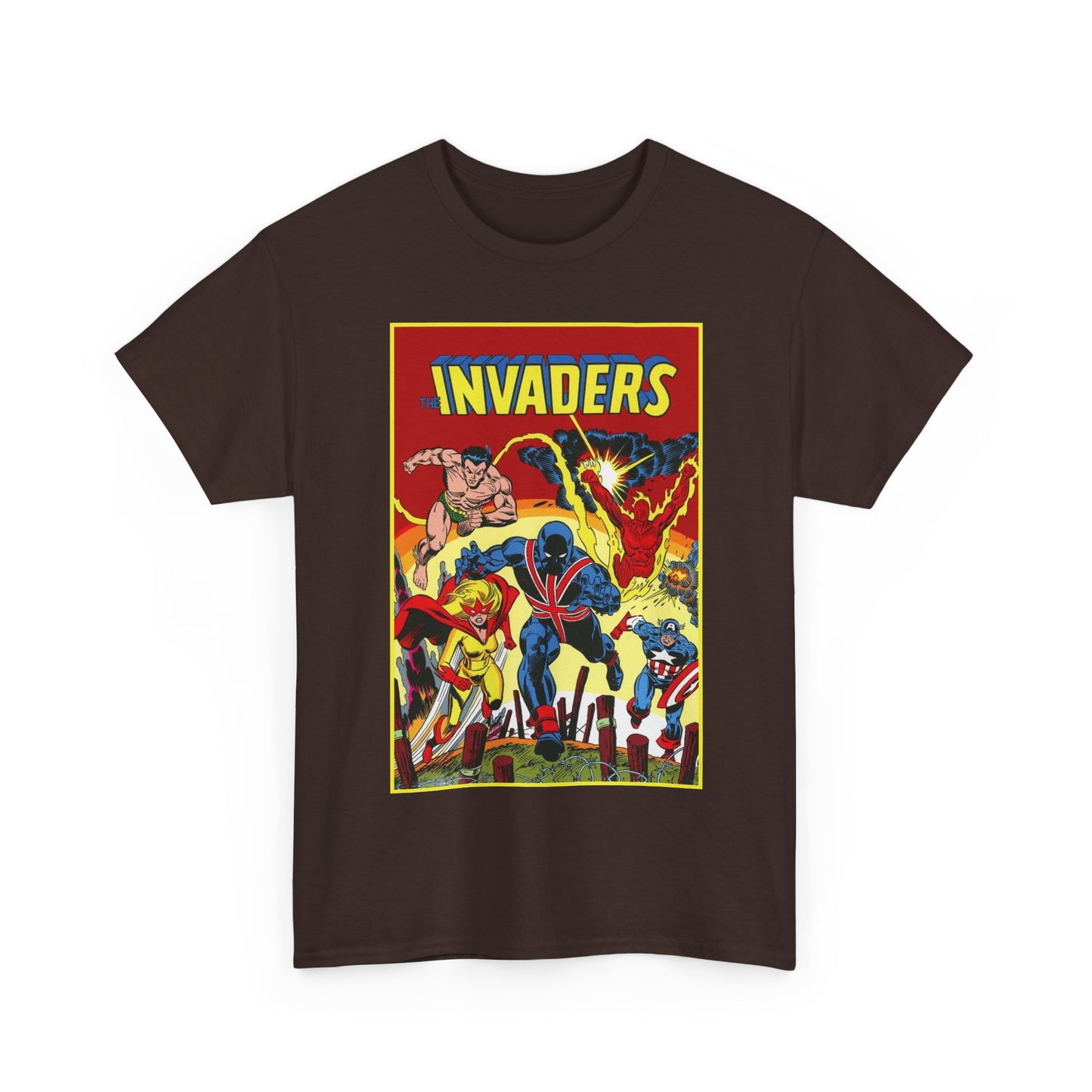 Invaders T-Shirt - Captain America, Human Torch, Namor, Spitfire - World War II Soldiers - Golden Age Heroes - Marvel Comics
