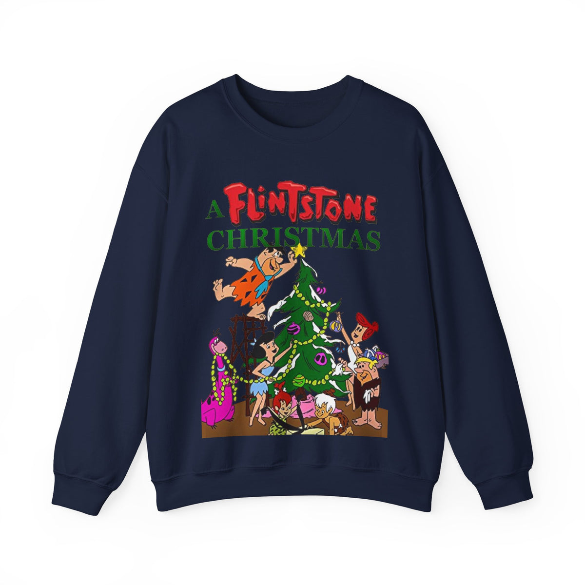 Flintstones Christmas Heavy Blend Crewneck Sweatshirt - Fred, Wilma, Barney, Betty