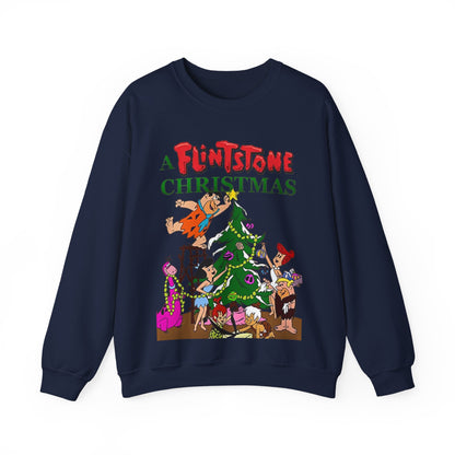 Flintstones Christmas Heavy Blend Crewneck Sweatshirt - Fred, Wilma, Barney, Betty