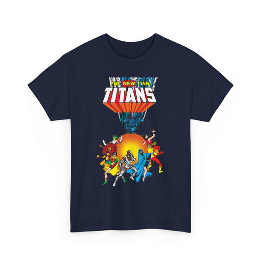 New Teen Titans T-Shirt - George Perez Art - Robin, Wonder Girl, Cyborg, Raven, Starfire, Kid Flash - #10 Cover Art - DC Comics