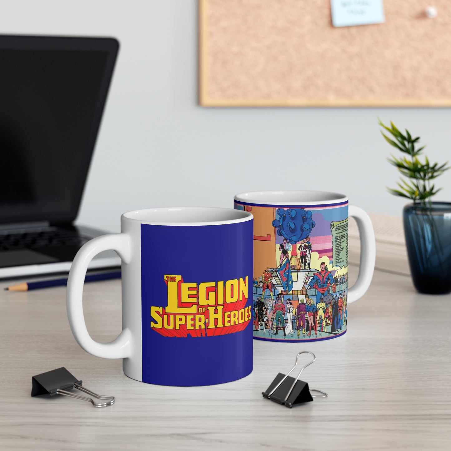 Legion of Super-Heroes Coffee Mug - Issue #300 Spread - DC Comics Art - Mug 11oz - Saturn Girl, Cosmic Boy, Lightning Lad, Brainiac 5