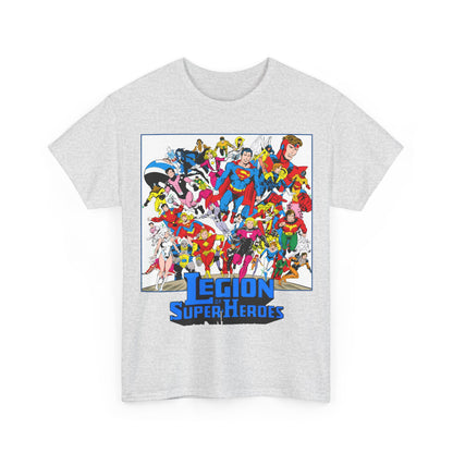 Legion of Super-Heroes T-Shirt - Greg Laroque Art - Who's Who in DC Comics - Superboy, Cosmic Boy, Dream Girl, Dawnstar, Supergirl, Sun Boy, Wildfire, Element Lad, Invisible Kid, Saturn Girl, Lightning Lad - DC Comics