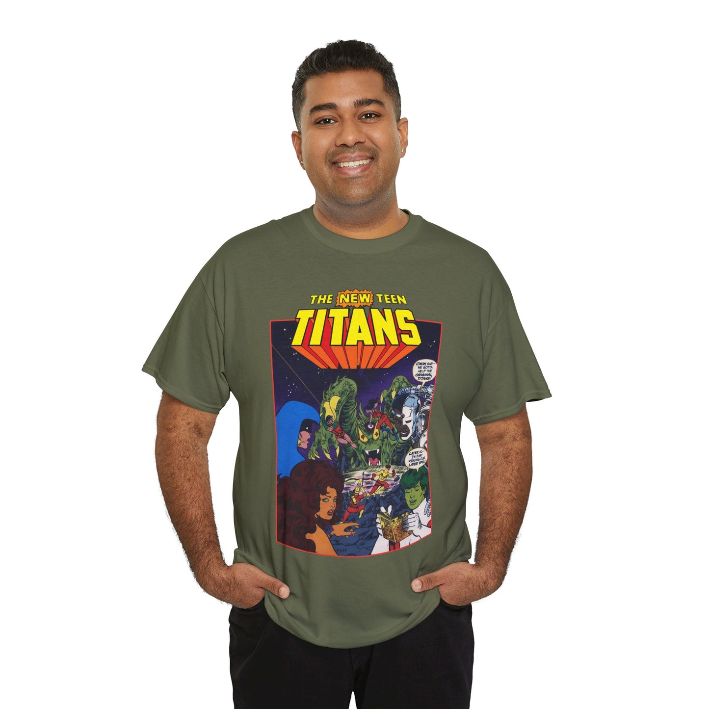 New Teen Titans T-Shirt - George Perez Art - 1980s DC Digest Artwork - Raven, Cyborg, Changeling, Starfire - DC Comics