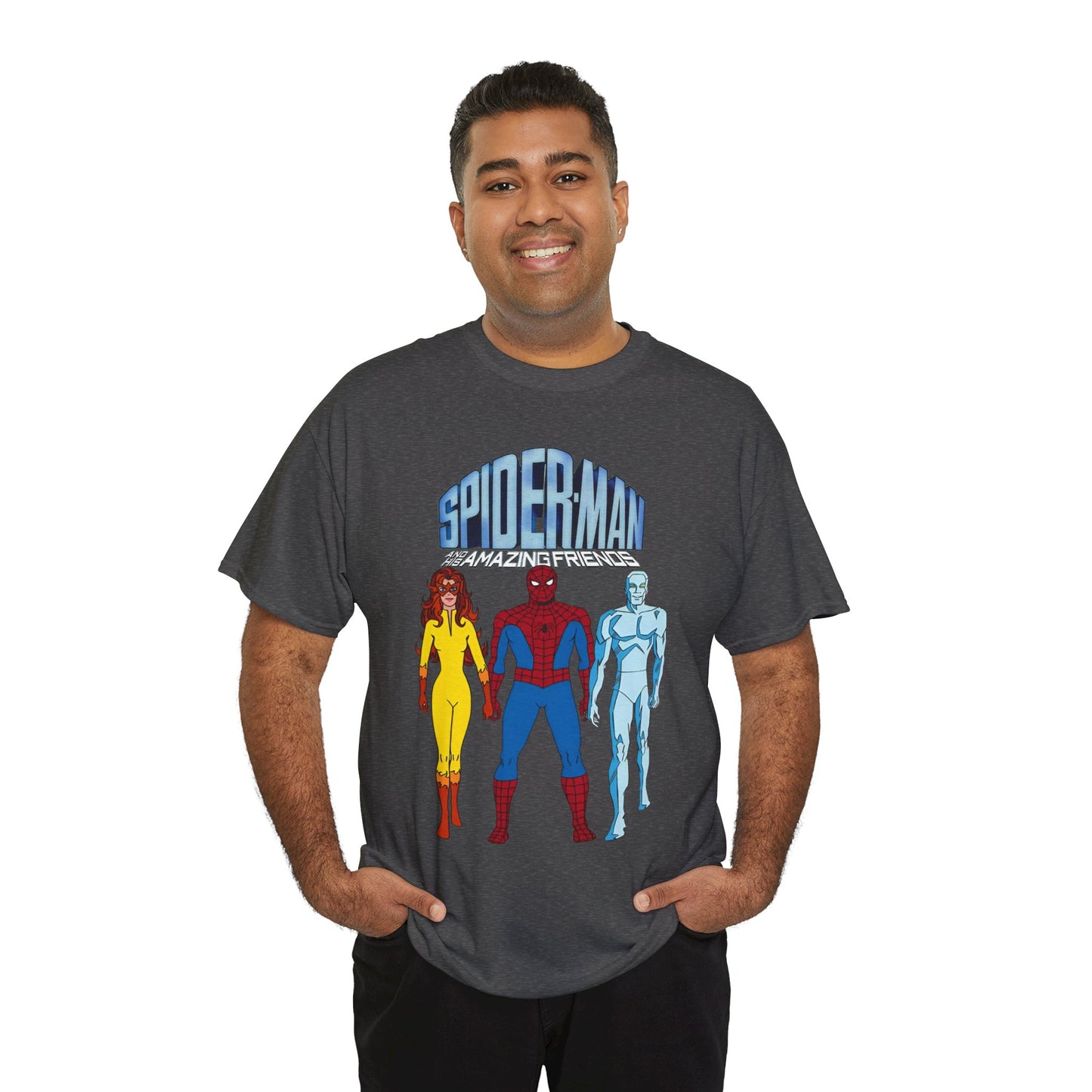 Spider-Man & His Amazing Friends T-Shirt - Spidey, Firestar, Iceman - Popular 1980s Marvel TV Cartoon - Marvel Comics