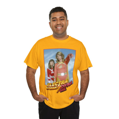 Electra Woman & Dyna Girl T-Shirt - Popular Krofft Supershow Characters from the 1970s - Deidre Hall & Judy Strangis