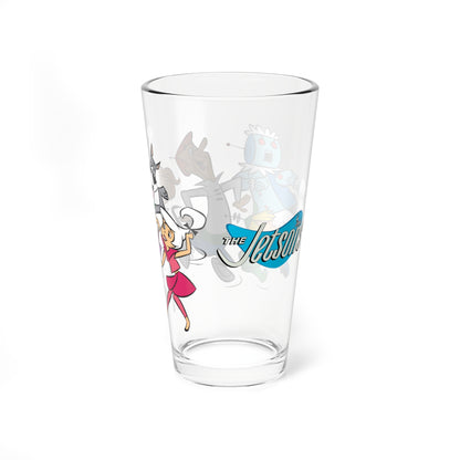 Jetsons Pint Glass, 16oz - George, Jane, Judy, Astro, Elroy - Hanna-Barbera Cartoon - Futuristic