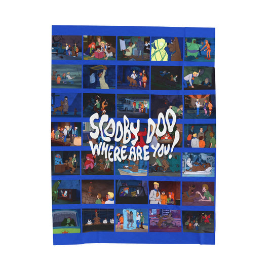 Scooby Doo, Where Are You? Velveteen Plush Blanket 60x80" - Fred, Velma, Daphne, Shaggy - Mystery, Inc - Hanna-Barbera Cartoon - Very Soft & Cozy