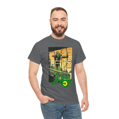 Green Arrow T-Shirt - George Perez Art - 1980s Justice League Postcard Art - JLA - DC Comics