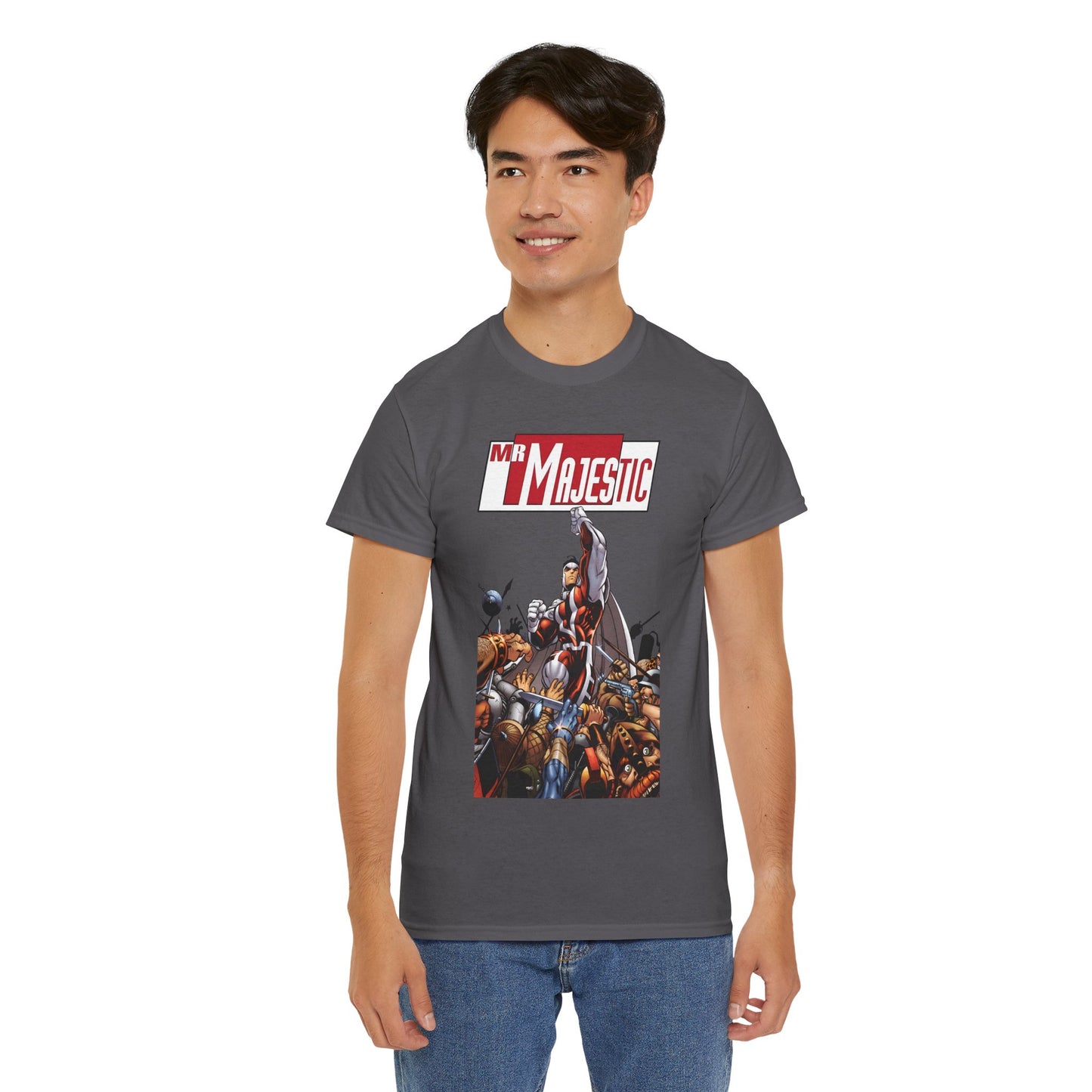 Mr. Majestic T-Shirt - Ed McGuiness Art - Flying Above His Attackers - DC/Wildstorm Comics