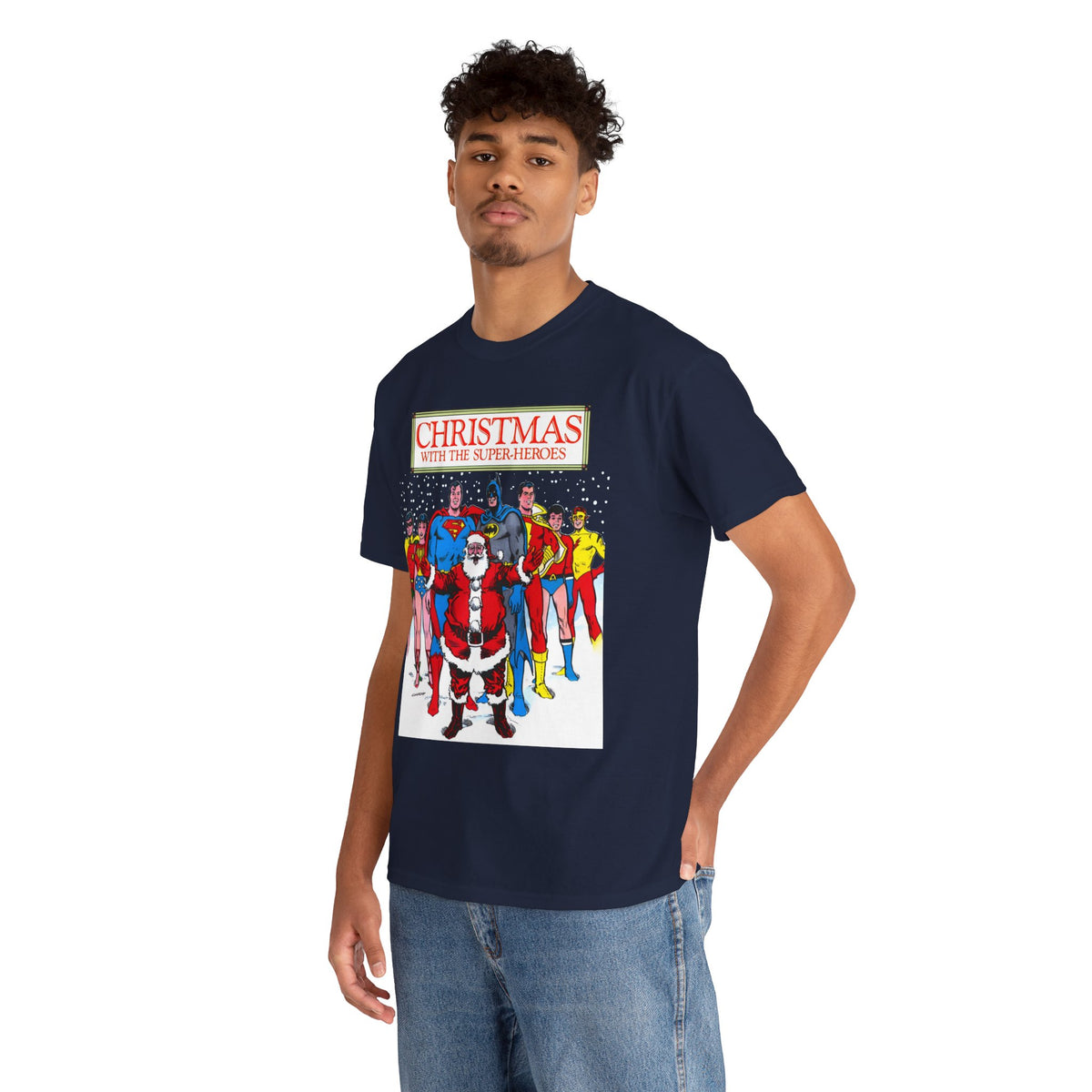 Christmas with the Superheroes T-Shirt - Nick Cardy Art - Superman Batman Captain Marvel Teen Titans Retro Festive Holiday Tee - DC Comics