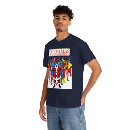 Christmas with the Superheroes T-Shirt - Nick Cardy Art - Superman Batman Captain Marvel Teen Titans Retro Festive Holiday Tee - DC Comics