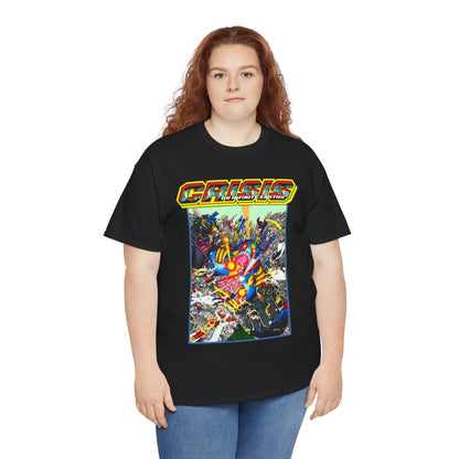 Crisis on Infinite Earths T-Shirt - George Perez Art - Superman, Firestorm, Captain Atom, Wonder Woman, Martian Manhunter Vs The Anti-Monitor - #12 Cover - DC Comics