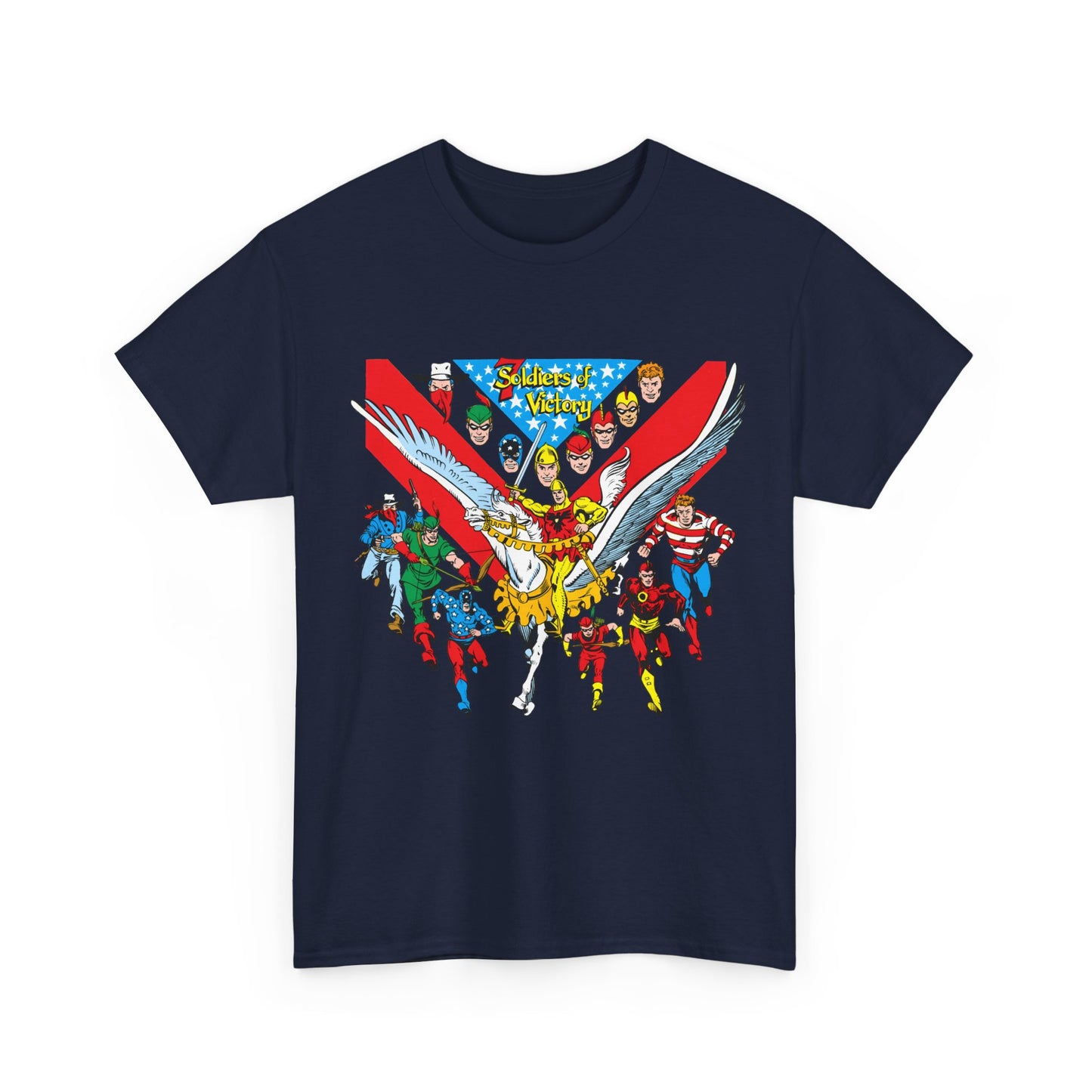 7 Soldiers of Victory T-Shirt - Speedy, Vigilante, Green Arrow, Stripesy, Crimson Avenger, Star-Spangled Kid - Golden Age Heroes of the DC Universe