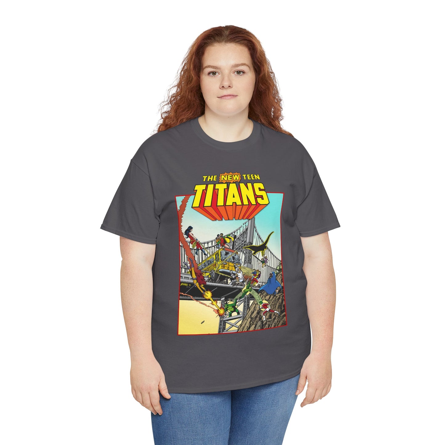 New Teen Titans T-Shirt - George Perez Promo Art - Wonder Girl, Cyborg, Raven, Starfire, Robin, Kid Flash, Changeling - DC Comics
