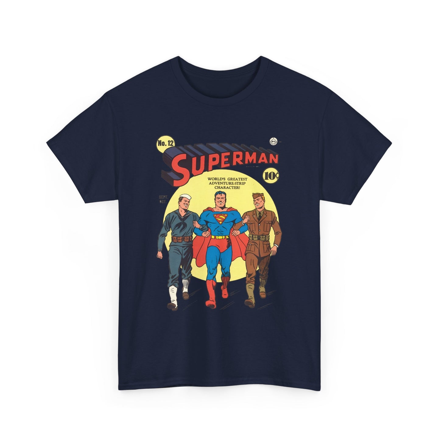 Superman T-Shirt - #12 Cover Art - Golden Age Classic - WWII Support - Iconic Image - DC Comics