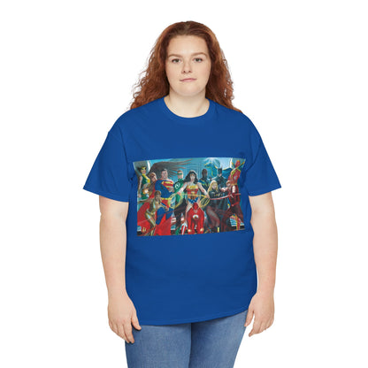 Justice League T-Shirt - Alex Ross Art - Superman, Wonder Woman, Batman, Flash, Black Canary, Vixen, Black Lightning, Green Lantern, Geo-Force, Red Tornado - DC Comics