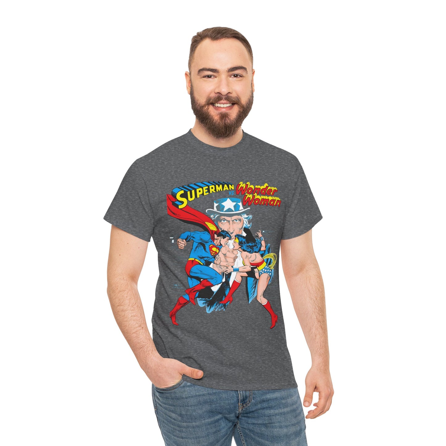 Superman Vs Wonder Woman T-Shirt - José Luis García-López Art - Popular 1970s Tabloid Story - DC Comics