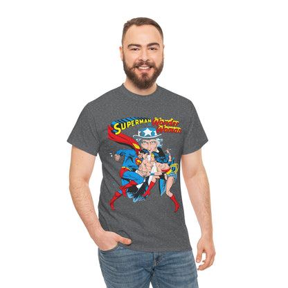Superman Vs Wonder Woman T-Shirt - José Luis García-López Art - Popular 1970s Tabloid Story - DC Comics