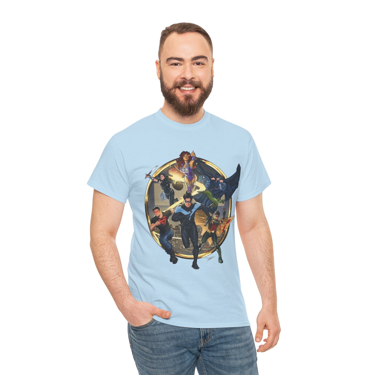Titans T-Shirt - Taurin Clarke Art - Nightwing, Raven, Starfire, Wonder Girl, Superboy, Robin - DC Comics