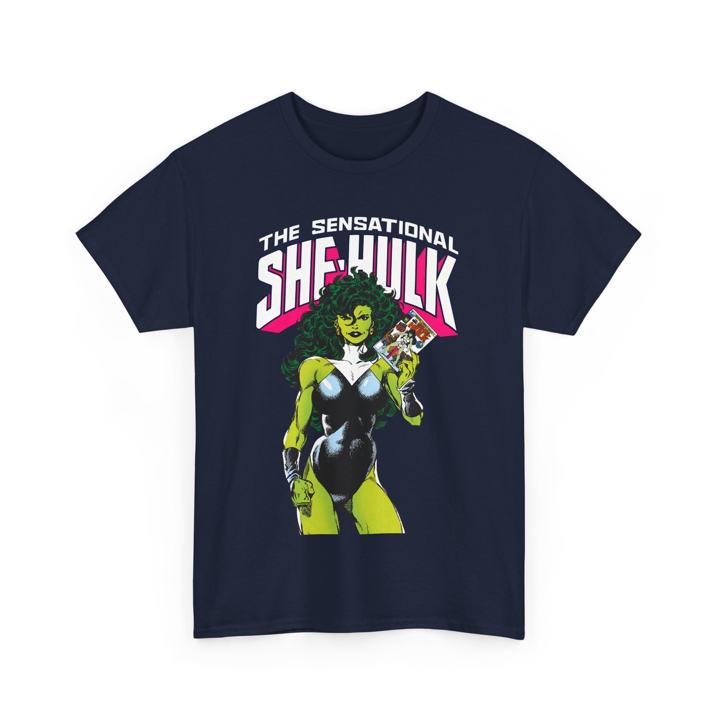 Sensational She-Hulk T-Shirt - Classic John Byrne Art - Jennifer Walters, Hulk's Cousin - Marvel Comics - Popular 1980s Series - "Rip Up Your X-Men!"