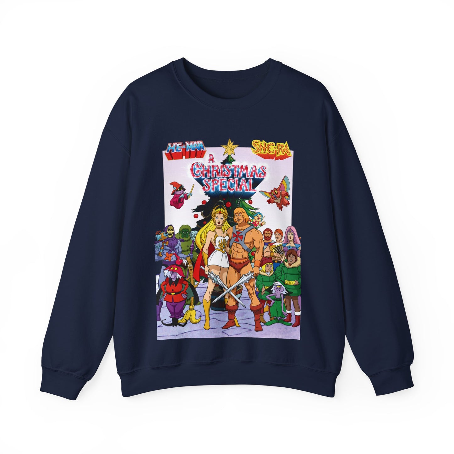 He-Man & She-Ra Christmas Crewneck Sweatshirt - Masters of the Universe, Princess of Power - Filmation Holiday Special