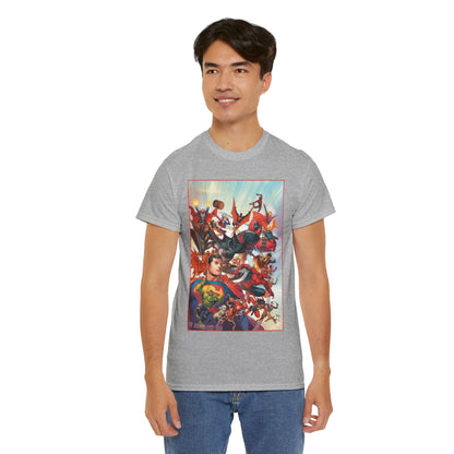 DC/Marvel T-Shirt - The Cosmic Kiss Caper & Other Stories Cover Art - Superman, Deadpool, Spider-Man, Harley Quinn, Batman Beyond, Static, Dr. Strange - DC Comics/Marvel
